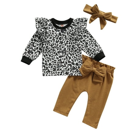 Yinyinxull 3Pcs Baby Girls Autumn Clothes Sets Leopard Print Ruffles Long Sleeve Pullover Tops Pants Headband Brown Black 6-12 Months
Yinyinxull 3Pcs Baby Girls Autumn Clothes Sets Leopard Print Ruffles Long Sleeve Pullover Tops Pants Headband Brown Black 6-12 Months