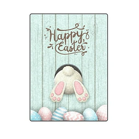 CADecor Bunny Bottom And Easter Pink And Blue Eggs Throw Blanket Bed Sofa Blanket 58x80 inches