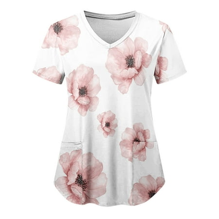 Women Scrubs Tops Shirt For Fashion Gradient Print Short Sleeve V Neck Tops Holiday Working Uniform Blouse Shirt With Pockets Comfortable Nursing Uniform
Women Scrubs Tops Shirt For Fashion Gradient Print Short Sleeve V Neck Tops Holiday Working Uniform Blouse Shirt With Pockets Comfortable Nursing Uniform