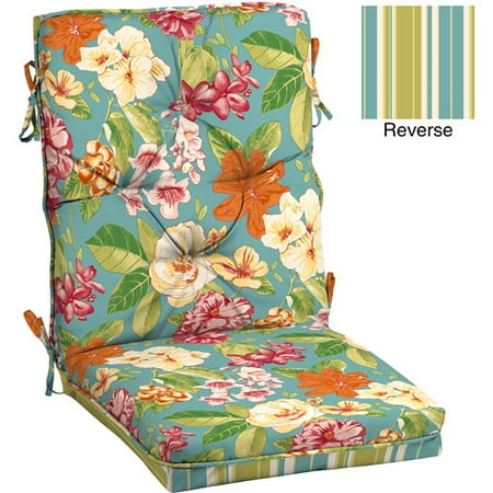 Better Homes and Gardens Outdoor Tufted Dining Chair Cushion, Bright Floral