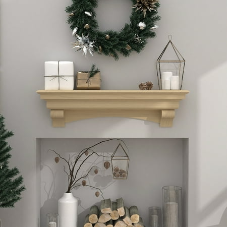 Saint Birch Brown 48 Fireplace Mantel with Arched and Corbels 
Saint Birch Brown 48 Fireplace Mantel with Arched and Corbels