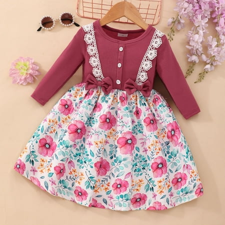 WOYY Toddler Girls Long Sleeve Floral Dress Fall Winter Casual Midi A-Line Dress
WOYY Toddler Girls Long Sleeve Floral Dress Fall Winter Casual Midi A-Line Dress