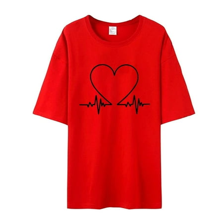 Womens Blouses And Tops Dressy Short Sleeve Women s Round Neck Temperament Casual Short Sleeves T-shirt Casual Loose Top Proclub Shirts Red XL
Womens Blouses And Tops Dressy Short Sleeve Women s Round Neck Temperament Casual Short Sleeves T-shirt Casual Loose Top Proclub Shirts Red XL