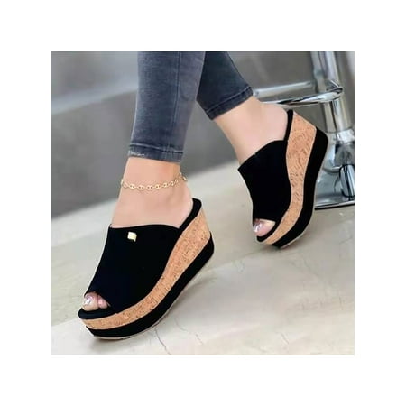 Sanviglor Women Slide Slippers Comfort Platform Slides Peep Toe Wedge Sandals Street Slip On Retro Mules Lightweight Summer Casual Shoes Black 9
Sanviglor Women Slide Slippers Comfort Platform Slides Peep Toe Wedge Sandals Street Slip On Retro Mules Lightweight Summer Casual Shoes Black 9