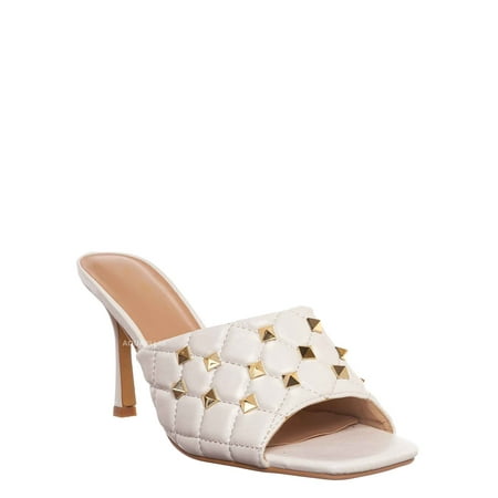 Quilted High Heel Metal Stud Mule Women Sandal