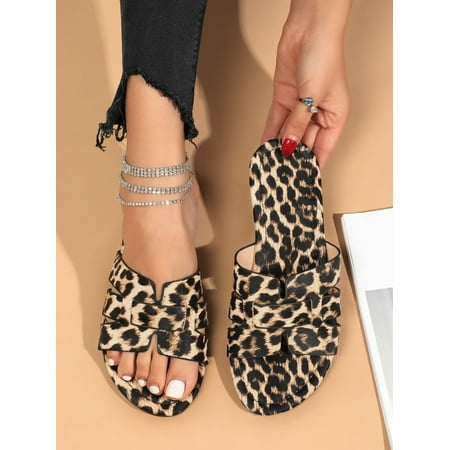Snakeskin Embossed Cut Out Slide Sandals Women‘s Footwear
