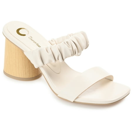 Journee Collection Womens Fayth Tru Comfort Foam Open Toe Mid Block Heel Pumps