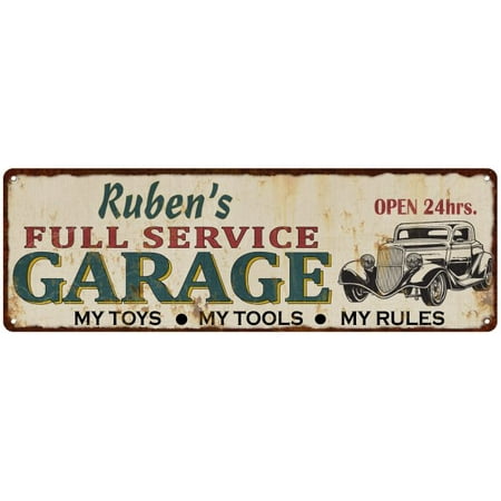 Ruben's Full Service Garage Metal Sign 6x18 Rusty Man Cave 106180047418