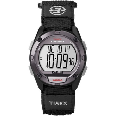 men's digital watch with leather strap