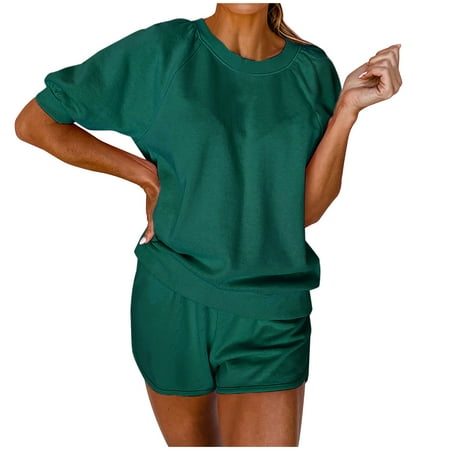 Women s Summer Solid Color Short Sleeve Crew-Neck Suit Casual Top Shorts Set Tracksuit Pajamas Shorts scrub pants for women
Women s Summer Solid Color Short Sleeve Crew-Neck Suit Casual Top Shorts Set Tracksuit Pajamas Shorts scrub pants for women