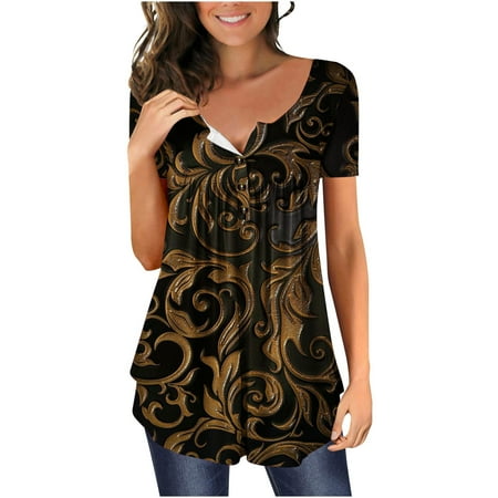 Blouses for Women Fashion 2023 Women s Casual Short Sleeve Open Button Round Neck Loose Fit Pleated Tunic Shirt Blouse Tops Maternity Shirts Black S
Blouses for Women Fashion 2023 Women s Casual Short Sleeve Open Button Round Neck Loose Fit Pleated Tunic Shirt Blouse Tops Maternity Shirts Black S