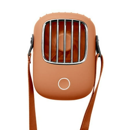 Orange Hanging Neck Portable USB Fan For Office Dormitory Outdoor
