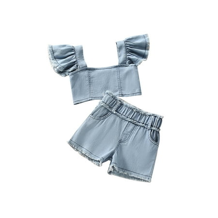 Canrulo 2pcs Summer Lovely Kids Girls Clothes Denim Fly Sleeve Crop Tops+High Waist Shorts Sets Blue 1-2 Years
Canrulo 2pcs Summer Lovely Kids Girls Clothes Denim Fly Sleeve Crop Tops+High Waist Shorts Sets Blue 1-2 Years