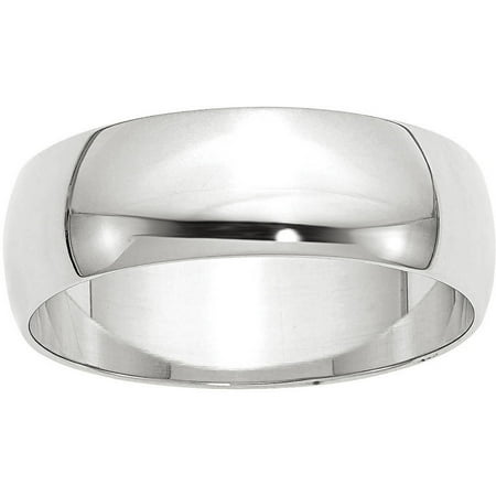 Primal Gold 14 Karat White Gold 7mm Lightweight Half Round Band Size 7