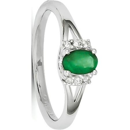 Designer 14K White Gold Diamond & Emerald Ring (Width=2) Made In India -Jewelry By Sweet Pea Creations