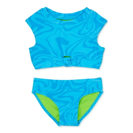 Reebok Toddler Girls Tie Front Swimsuit Set 2-Piece Sizes 2T-5T