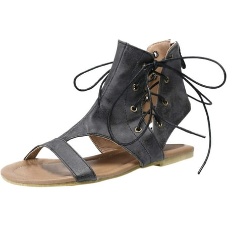 Sandals Lace-Up Style Breathable Roman Shoes Summer Beach Open Flat Toe Women s Women s Sandals High Women Sandals (Grey 9.5-10)
Sandals Lace-Up Style Breathable Roman Shoes Summer Beach Open Flat Toe Women s Women s Sandals High Women Sandals (Grey 9.5-10)