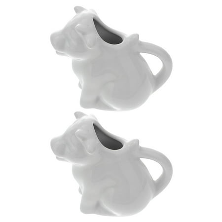 

2pcs Ceramic Milk Jug Animal Shaped Milk Cup Ceramic Coffee Syrup Pitcher