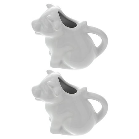 2pcs Ceramic Milk Jug Animal Shaped Milk Cup Ceramic Coffee Syrup Pitcher