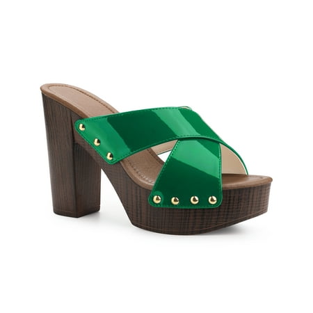 Perphy Sandals for Women Platform Sandals Crisscross Strap Chunky Heels Sandals