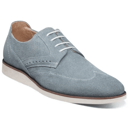 Men s Stacy Adams Walking Shoes Luxley Wingtip Suede Sky Blue 25448-450