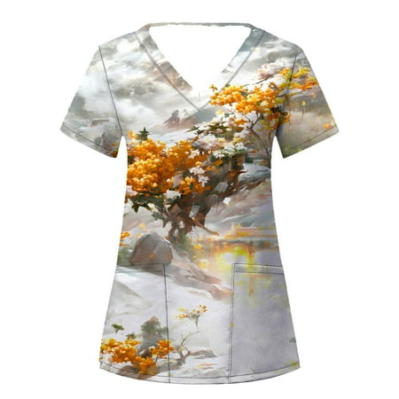Scrubs For Women Tops Printed Short Sleeve V Neck Protective Suit With Pocket Nursing Uniforms For Women
Scrubs For Women Tops Printed Short Sleeve V Neck Protective Suit With Pocket Nursing Uniforms For Women