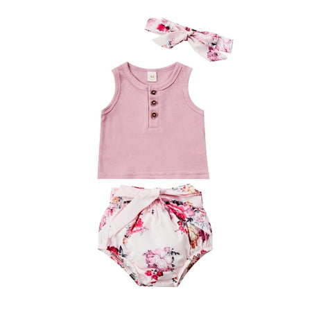 Sunisery 3Pcs Kids Baby Girls Clothes Set Sleeveless Tank Tops Elastic Waist Flower Print Shorts with Hairband Light Purple 12-18 Months
Sunisery 3Pcs Kids Baby Girls Clothes Set Sleeveless Tank Tops Elastic Waist Flower Print Shorts with Hairband Light Purple 12-18 Months