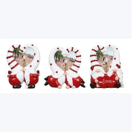 Youngs 73197 Resin Valentines Day Kissing Gnomes Photo Frame 3 Assortment