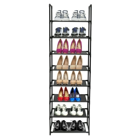 8 Tiers Shoe Rack Stainless Steel Frame Holds 16-20 Pairs Of Shoes