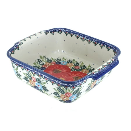 Blue Rose Polish Pottery Amelie Small Square Baker