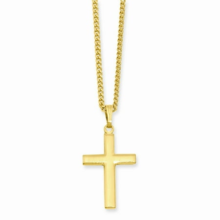 18in Gold-plated Medium Cross Necklace. Lovely Leatherrete Gift Box Included