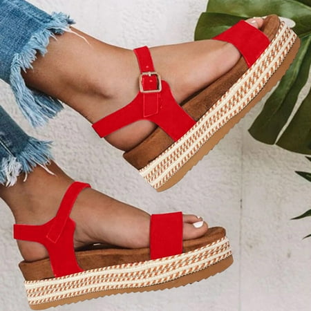 Aayomet Platform Sandals Women Casual Thick-soled Fashion Women s Sandals Breathable Outdoor Leisure Shoes Women s sandals Red 9
Aayomet Platform Sandals Women Casual Thick-soled Fashion Women s Sandals Breathable Outdoor Leisure Shoes Women s sandals Red 9