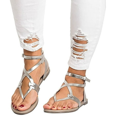 Womens Flat Sandals Slip-on Slides Flip Flops Lightweight Beach Shoes