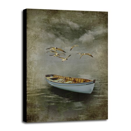Alone in the Mist-CARCAS91831 Print 35.75"x23.5" by Carlos Casamayor in a Canvas Stretched in Black Frame
