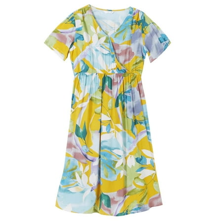 Mikilon Summer Ladies Pregnant Mother V-neck Short Sleeve Flower Print Dress Maternity Dress Maternity Dresses for Women for Photoshoot on Sale
Mikilon Summer Ladies Pregnant Mother V-neck Short Sleeve Flower Print Dress Maternity Dress Maternity Dresses for Women for Photoshoot on Sale