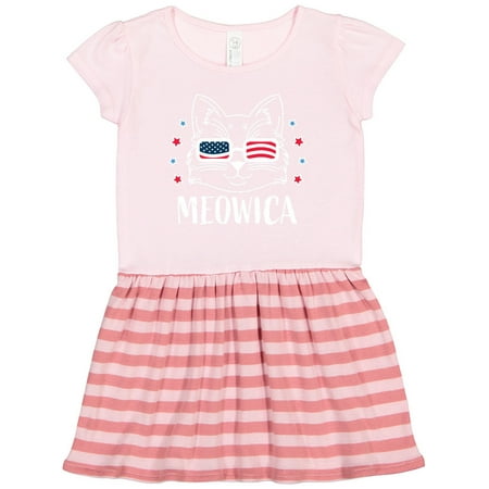 Inktastic 4th of July Meowica Cat in Flag Sunglasses Gift Toddler Girl Dress