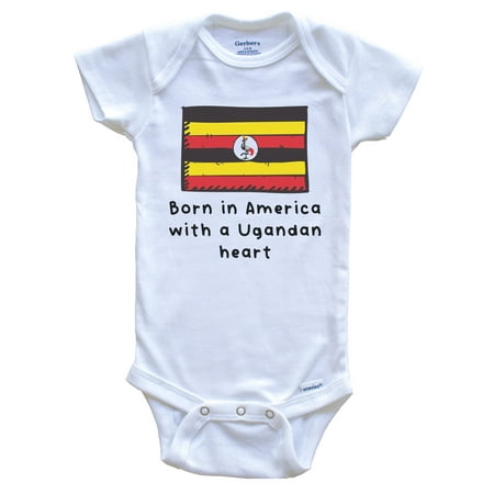 Born In America With A Ugandan Heart Cute Uganda Flag Baby Bodysuit 6-9 Months White 
Born In America With A Ugandan Heart Cute Uganda Flag Baby Bodysuit 6-9 Months White
