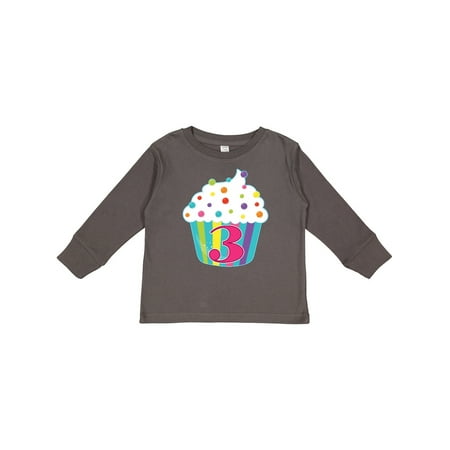 Inktastic 3rd Birthday Cupcake Gift Toddler Boy or Toddler Girl Long Sleeve T-Shirt