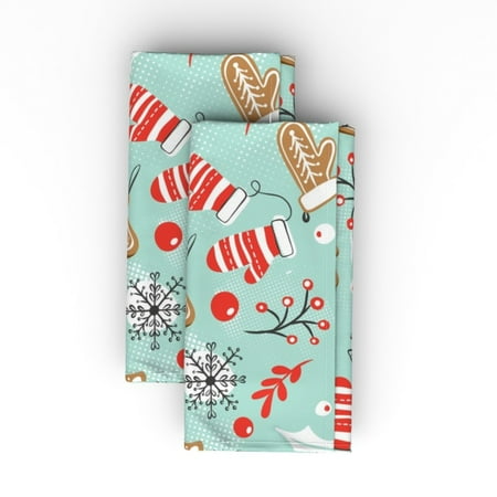 Cotton Sateen Dinner Napkins (Set of 2) - Gingerbread Dreams Aqua Baking Christmas Holiday Cookies Retro Print Cloth Dinner Napkins by Spoonflower
Cotton Sateen Dinner Napkins (Set of 2) - Gingerbread Dreams Aqua Baking Christmas Holiday Cookies Retro Print Cloth Dinner Napkins by Spoonflower