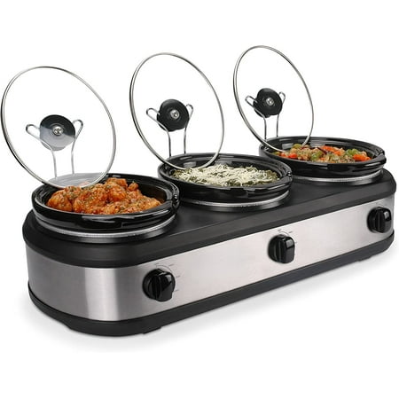Triple Buffet Server 3 2-1/2-Quart Removable Inserts Silver