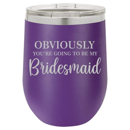 12 oz Double Wall Vacuum Insulated Stainless Steel Stemless Wine Tumbler Glass Coffee Travel Mug With Lid Bridal Party Bridesmaid Proposal Script (Purple)
12 oz Double Wall Vacuum Insulated Stainless Steel Stemless Wine Tumbler Glass Coffee Travel Mug With Lid Bridal Party Bridesmaid Proposal Script (Purple)