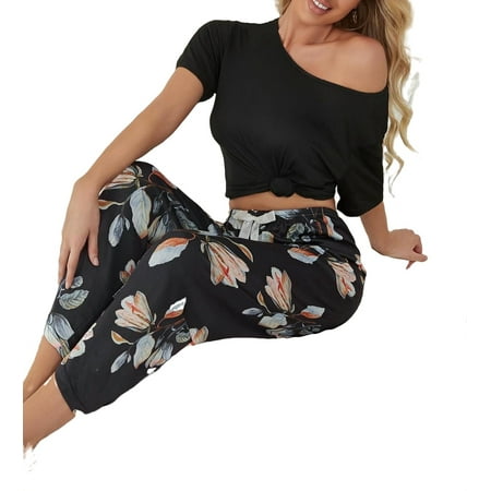 2pcs Set Casual Plants Print Round Neck PJ Pant Sets Short Sleeve Women s Pajama Sets (Women s)
2pcs Set Casual Plants Print Round Neck PJ Pant Sets Short Sleeve Women s Pajama Sets (Women s)