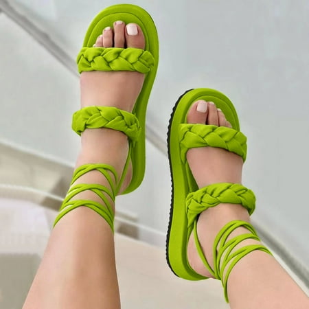Aayomet Summer Sandals Ladies Fashion Summer Solid Color Leather Woven Leather Ankle Strap Thick Sole Sandals Green 9
Aayomet Summer Sandals Ladies Fashion Summer Solid Color Leather Woven Leather Ankle Strap Thick Sole Sandals Green 9