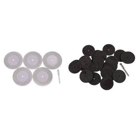 5Pcs 50mm Diamond Cutting Discs Drill Bit & 25 Pcs 32mm Resin Cutting Wheel Discs Set Kit + 1 Mandrel