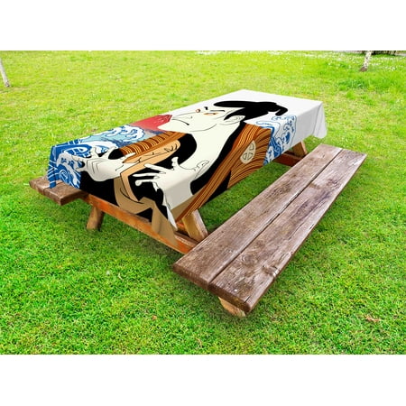 Kabuki Mask Outdoor Tablecloth Performer Portrait with Stylized Japanese Waves and Mount Fuji Illustration Decorative Washable Fabric Picnic Tablecloth 58 X 104 Inches Multicolor by Ambesonne
Kabuki Mask Outdoor Tablecloth Performer Portrait with Stylized Japanese Waves and Mount Fuji Illustration Decorative Washable Fabric Picnic Tablecloth 58 X 104 Inches Multicolor by Ambesonne