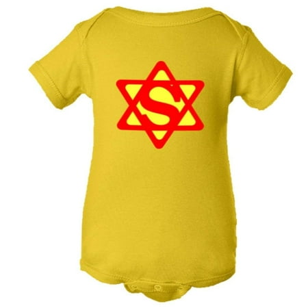 PleaseMeTees™ Baby Super Jew Super Man Jewish Star Of David HQ Jumpsuit