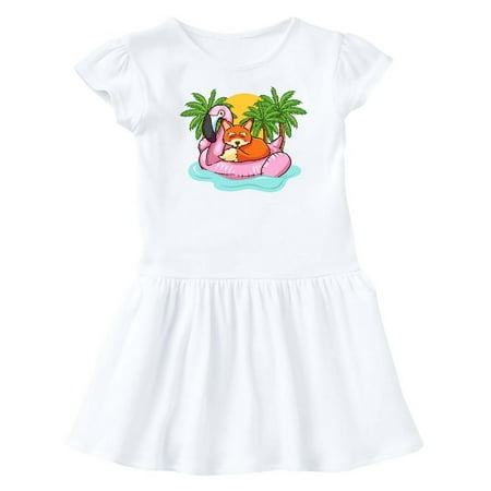 Inktastic Fox Flamingo Tropical Beach Vacation Gift Baby Girl Dress