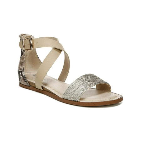 LifeStride Womens Riley Snake Print Metallic Flat Sandals