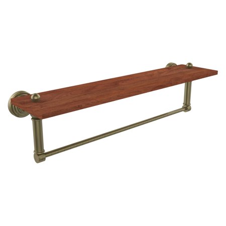 Allied Brass Waverly Place Solid Ironwood Shelf with Integrated Towel Bar