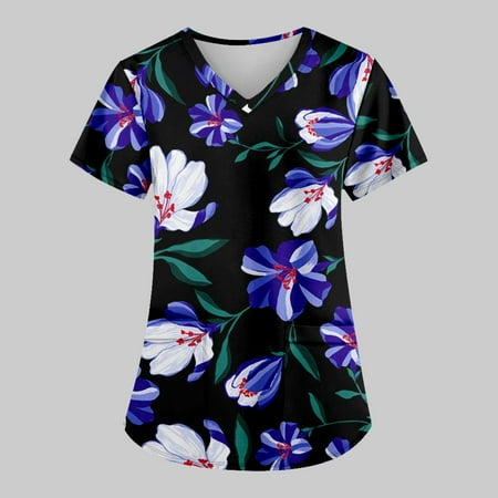 TKing Fashion Women Plus Size Scrubs Top V-Neck Short Sleeve Printed Pockets Work Blouse for Women Blue XL
TKing Fashion Women Plus Size Scrubs Top V-Neck Short Sleeve Printed Pockets Work Blouse for Women Blue XL